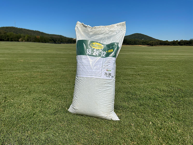 Super-Sod's 18-24-12 lawn fertilizer for Tall Fescue in 25 lb bag